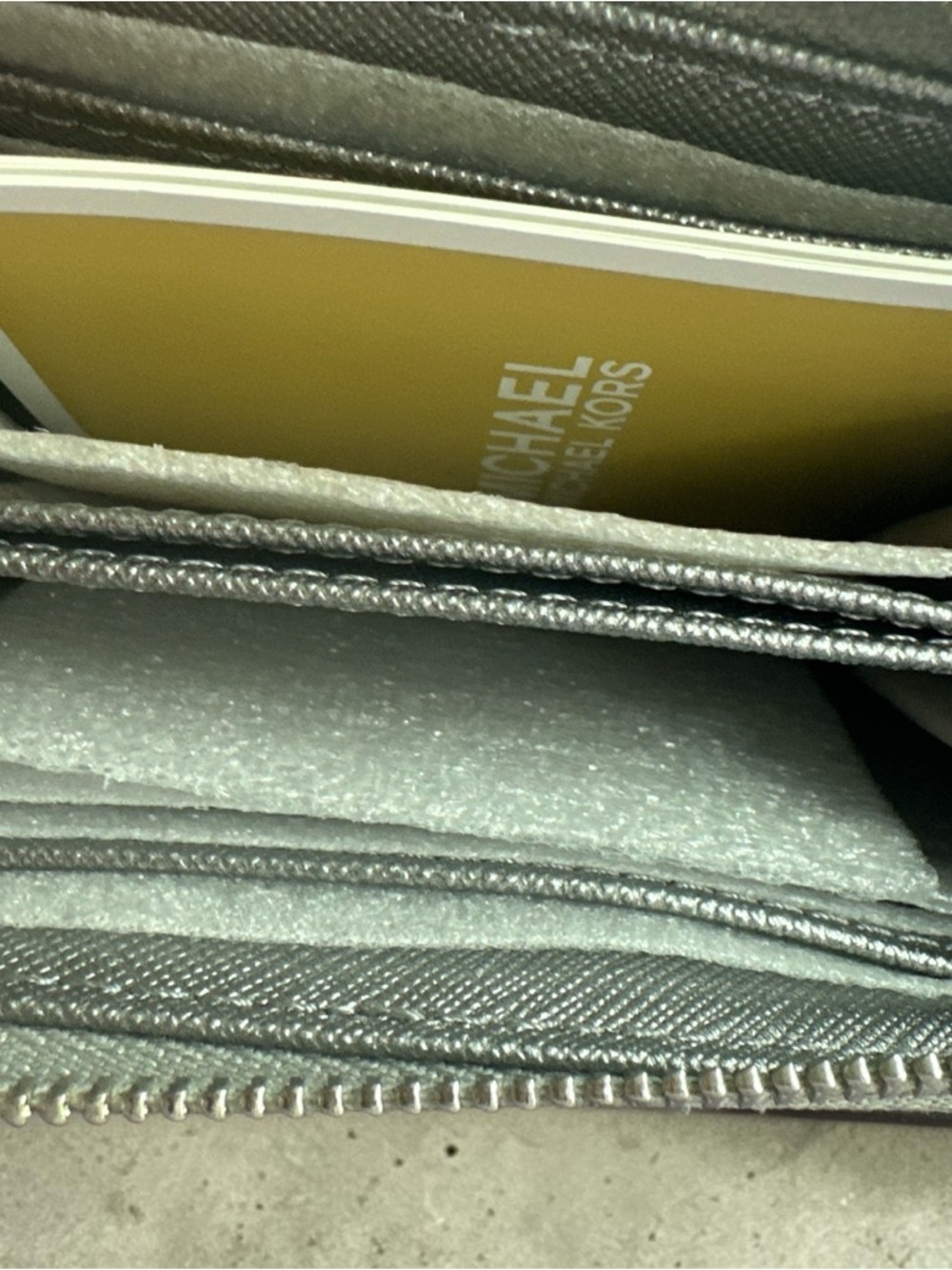 MICHAEL Michael Kors Silver Zip-Around Card Wallet - Picture 3 of 3